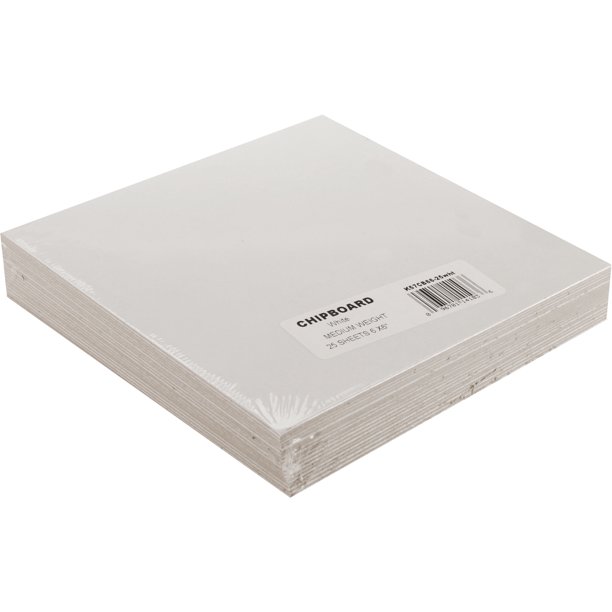 Grafix Medium Weight White Chipboard Sheets, 6" x 6", White 25/Pkg