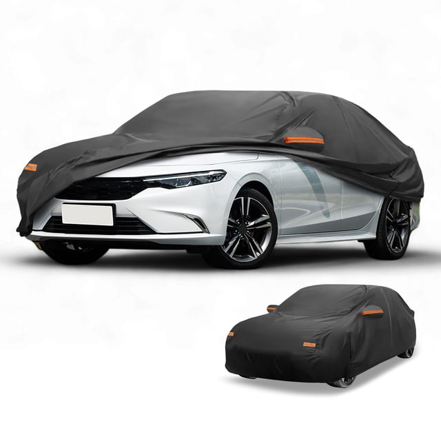 Funda para auto impermeable para todo clima, protección exterior contra el sol y la lluvia, con tiras reflectantes, negra para Acura Integra