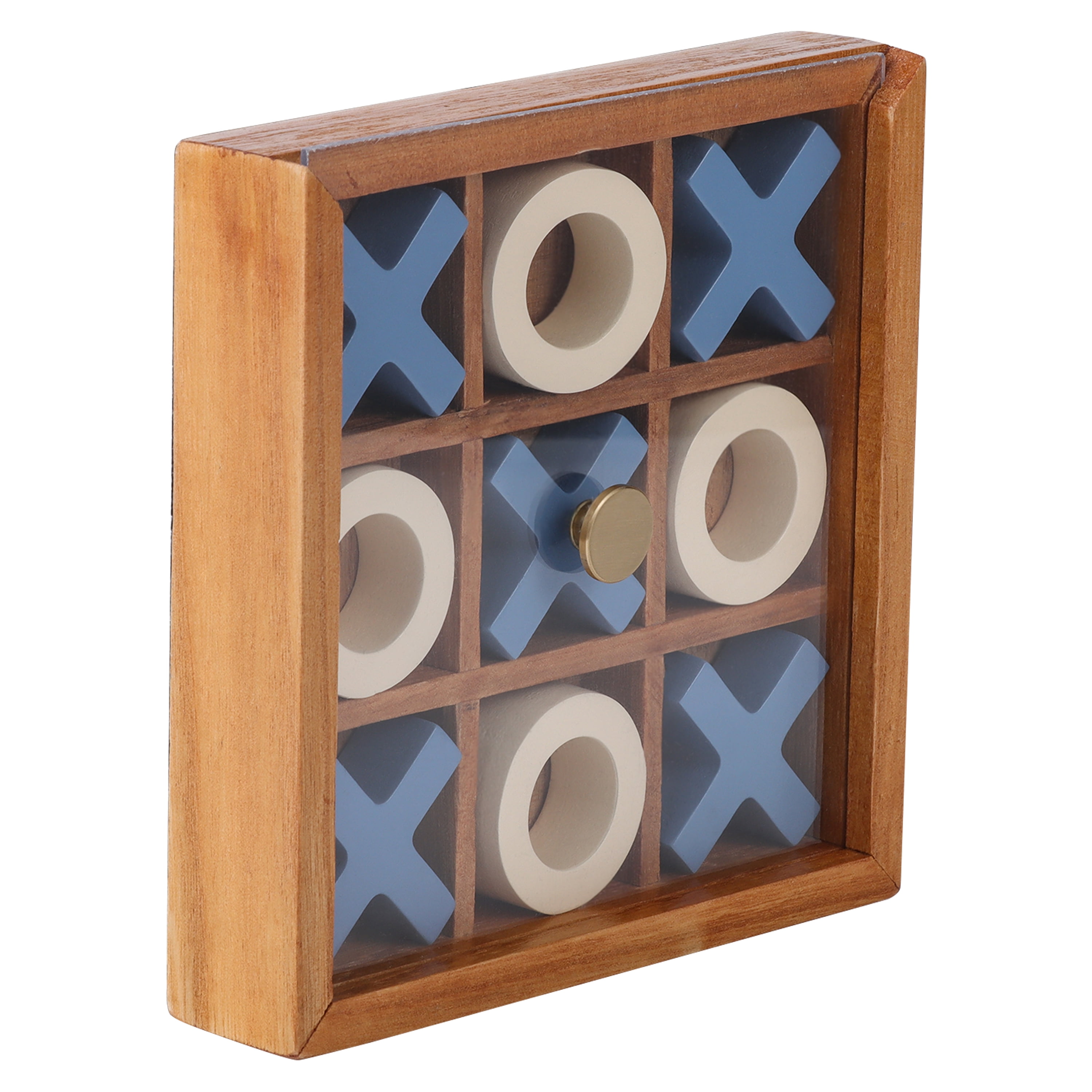 Mainstays By Becky G. & Alejandra 6" Wood Tic Tac Toe Tabletop Decoration, Blue & Natural