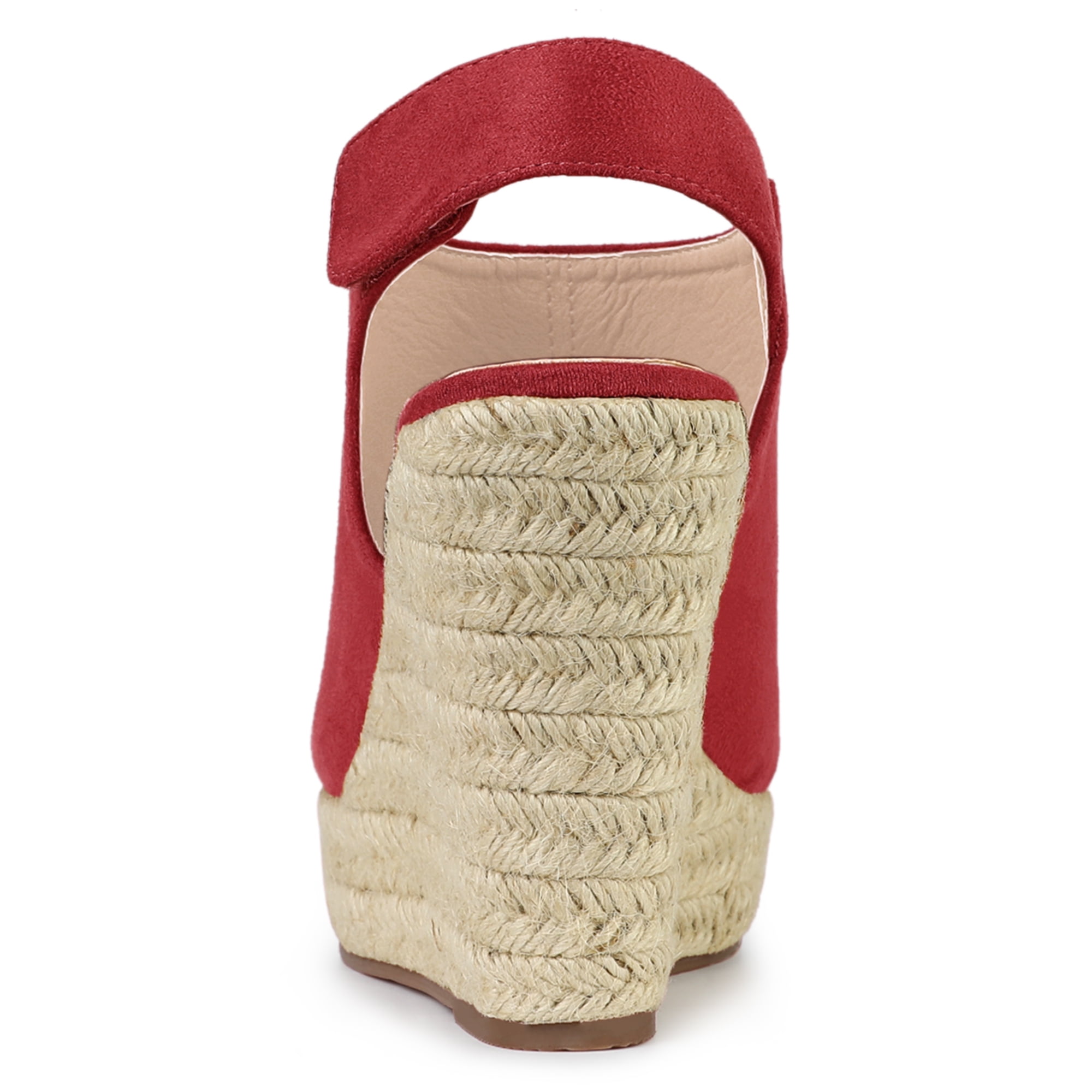 DARING DIVA Slingback Platform Wedges Heel Espadrille Wedge Sandals Red 7