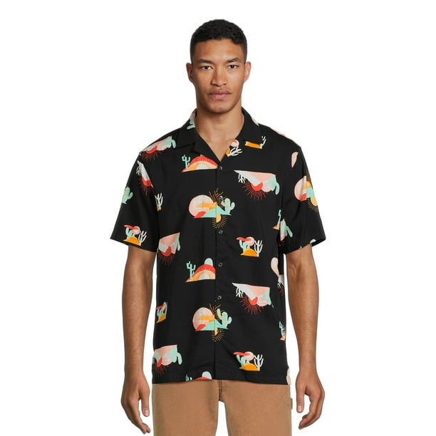 No Boundaries Men's & Big Men's ButtonDown Rayon Shirt, Sizes XS5XL