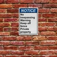 thumbnail image 5 of Weatherproof Vertical ANSI No Trespassing Sign (No trespassing Warning Keep off fence Private property) 8 in" x 12 in" UV Resistant Indoor Outdoor Workplace Insdustrial Caution Warning Sign, 5 of 7
