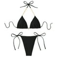thumbnail image 5 of ZQUUVOU Women's Bikini Set V-Neck Solid Color Push-Up Pad Swimsuit Set (Black,S), 5 of 6