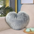 thumbnail image 6 of HomeDM Faux Fur Fluffy Heart Pillow, Shaggy Plush Soft Throw Pillow Decorative Cushion for Couch Bed Sofa Valentine's Day Decor, 15.7"x11.8",Heart Shaped, Dark Gray, 6 of 6