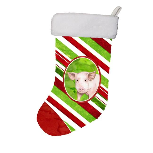 Carolines Treasures Pig Candy Cane Holiday Christmas Stocking