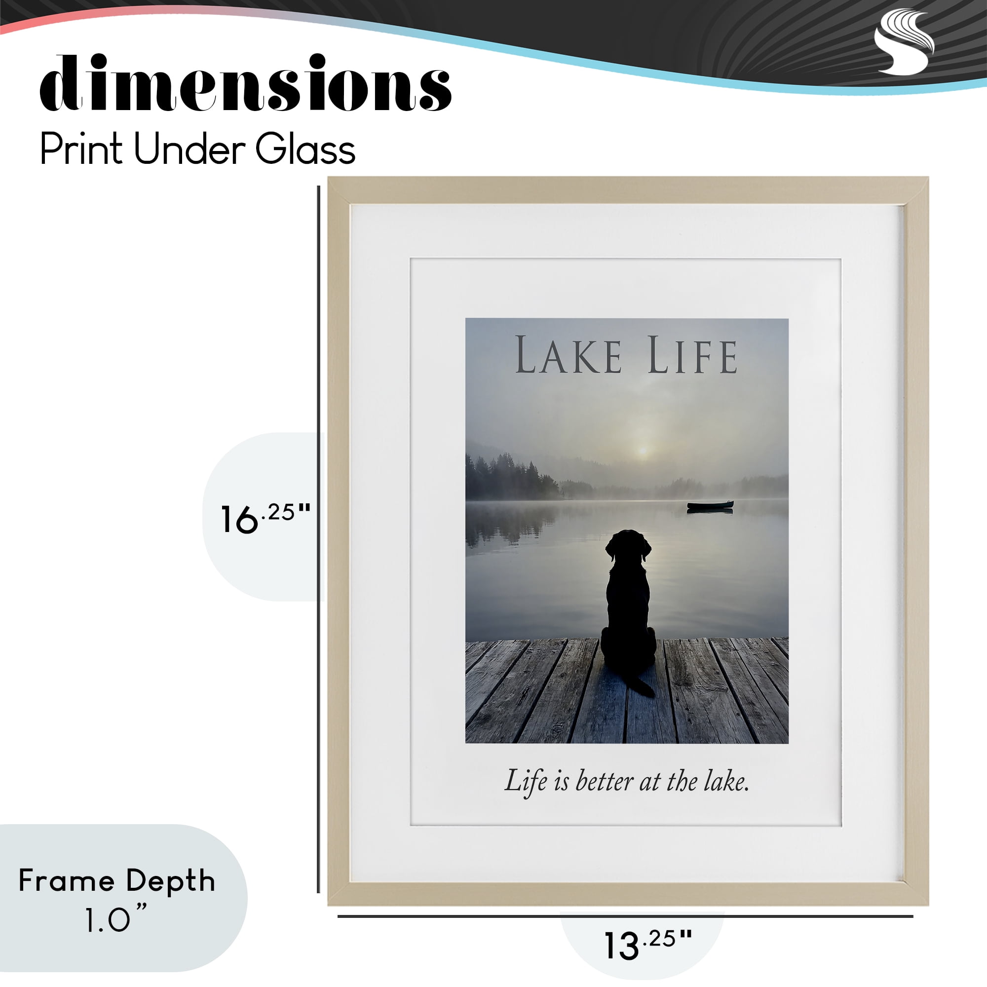 Stupell Industries Lake Life with Dog Birch Framed Print Under Glass, design by A Barefoot Stylist