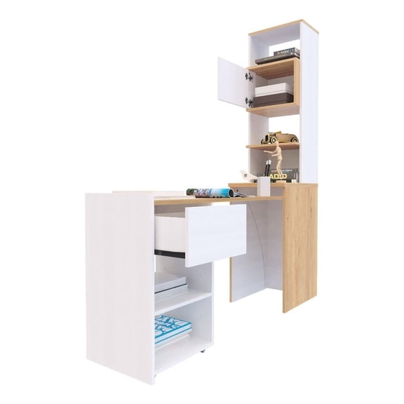 Escritorio Maderkit con Librero Extensible COLOR Duna-Blanco