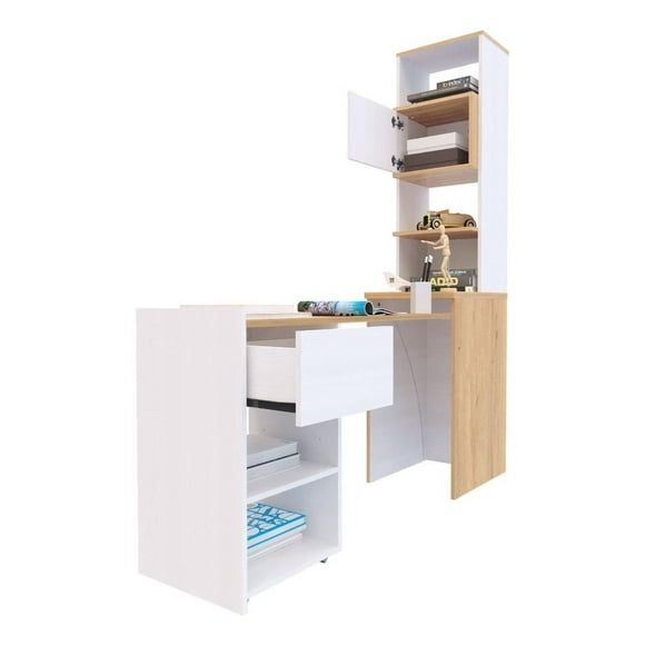 Escritorio Maderkit con Librero Extensible COLOR Duna-Blanco