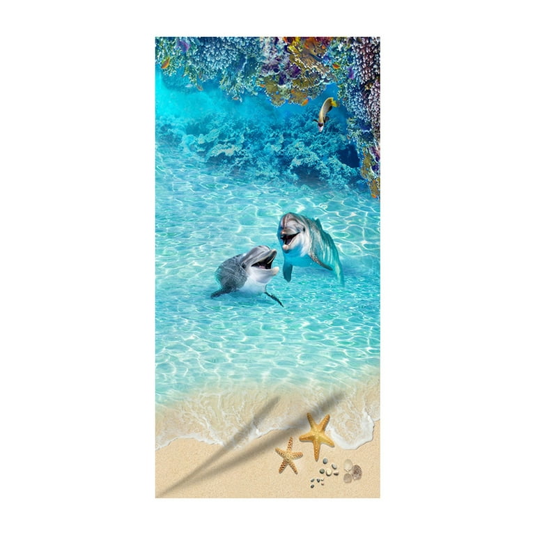 Clearance! EQWLJWE Beach Towel,Beautiful Underwater World Shark Coral Print  Soft Highly Absorbent Large Decorative Hand Towels Multipurpose for