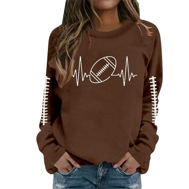 Chandail en Molleton Imprimé à Col Rond pour Femmes, Manches Longues, Chandail Confortable Décontracté, Coupe Ample, Tenue Athlétique pour la Mode Quotidienne
