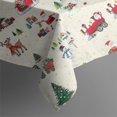 thumbnail image 5 of Beige Christmas Santa and Train Pattern Square Tablecloth,Waterproof Square Table Cover,Wipeable Spillproof Washable Table Cover for Home Kitchen Party Decor 60"x60"(152x152cm), 5 of 6