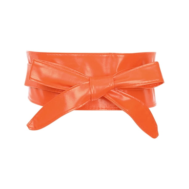CINTURÓN ANCHO DE LAZO DE FAUX CUERO PARA MUJERES INSPIRADO EN CHIC PARA VESTIDOS 86.6x3.3" NARANJA