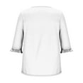 thumbnail image 4 of WMTBSRSW Pleated Tops for Women Ruffle 3/4 Sleeve Crewneck Basics Tees Casual Fashion Cute Shirts Business Work Tee Top, 4 of 7