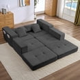 thumbnail image 2 of BALUS Boneless Cloud Modular Sofa with Ottoman, 4 in 1 Queen Size Sofa Bed, No Assembly, Floor Futon Couch Bed for Living Room, Chenille, Dark Gray, 2 of 8