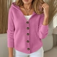 thumbnail image 2 of Fall Cardigans for Women Hooded Sweater Soft Knit Button Up Long Sleeve Cardigan Pink XL, 2 of 5