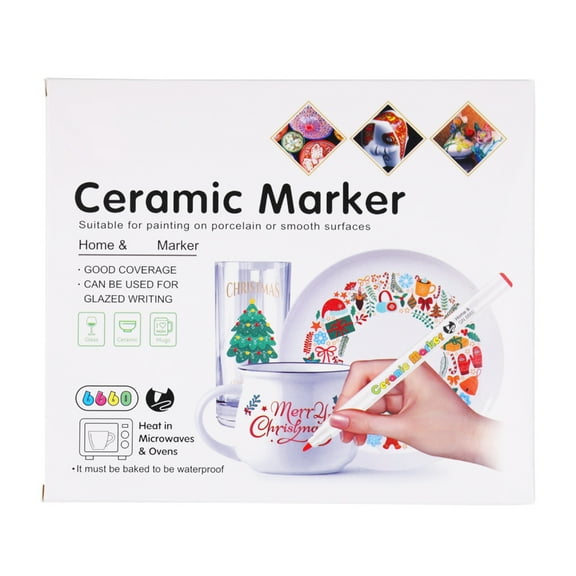 12Pcs Ceramic Marker Waterproof Colorful Acrylic Paint Pen for Sketching and Painting on Ceramics Wood Rock Stone Glass