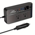 thumbnail image 1 of CHUANK 200W Car Power Inverter (Black)  DC 12V to 110V AC Car Inverter  3 USB 1 Type-C Ports Charger Adapter Car Plug Converter with Switch and Current LED Screen  Suitable for Cars  SUVs, 1 of 7