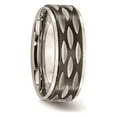 thumbnail image 3 of Gem & Harmony Black Plated Stainless Steel 8mm Grooved Wedding Band Ring for Men, 3 of 6