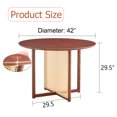 thumbnail image 4 of Gzxs Traditional Wooden Round Dining Table with Rattan Decorated Supporting Base, 42 Inches, Walnut, 4 of 9