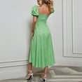 thumbnail image 4 of Summer Saving Wycnly Womens Dresses Short Sleeve Square Neck Floral Print Casual Long Summer Dress Beach Holiday Slim Slit Tie Bohemian Dresses Green XL, 4 of 7