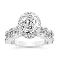 IGI Certified 3 Carat Oval Shape Lab Grown Diamond Engagement Ring | 14K White Gold | Imperiella Halo Celtic Knot Diamond Ring | FG-VS1-VS2 Quality Friendly Diamonds