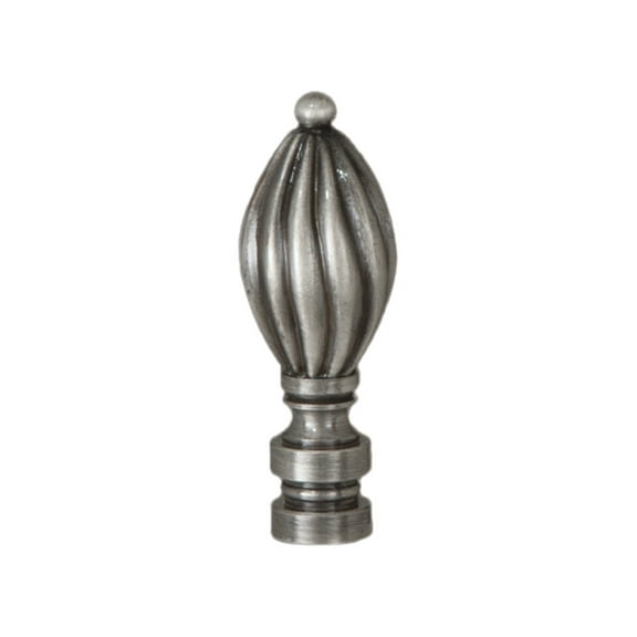 B&P Lamp® Swirl Lamp Finial Nickel, 2 1/2 In Ht, 1/4-27 Tap