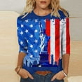 thumbnail image 2 of Plus Size 3/4 Sleeve Shirts for Women Independence Day Crewneck Tunic Tops 4th of July American Flag Patriotic Tshirts Trendy Stars Stripes Graphic Tee Shirt Loose Comfy Vacation Outfits 2025, 2 of 5