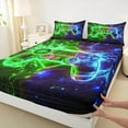 thumbnail image 4 of jejeloiu Gaming 3D Game Controller Gradient Green Blue Queen Sheet Set,Microfiber Teens Bedding,4 Pieces, 4 of 7
