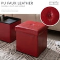 thumbnail image 3 of Simplify Faux Leather Folding Storage Ottoman Cube in Red, 3 of 10