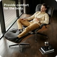 thumbnail image 4 of Cottinch Top Black Grain Leather, Mid Century Chaise Lounge Chair and Ottoman, Modern Leather Accent Chair, Heavy Duty Base Support for Living Room Office, Walnut Black, 4 of 12