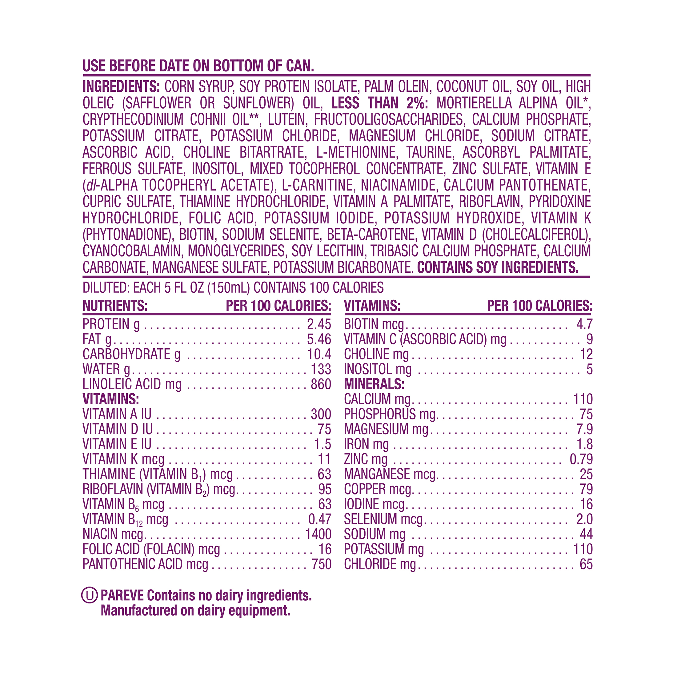 parent's choice soy based formula
