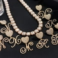 thumbnail image 2 of Collier Chaîne Tennis Carrée Lettre Cursive Initiale pour Femmes Hip Hop Cristal Glacé Collier Cubain Bijou, 2 of 6