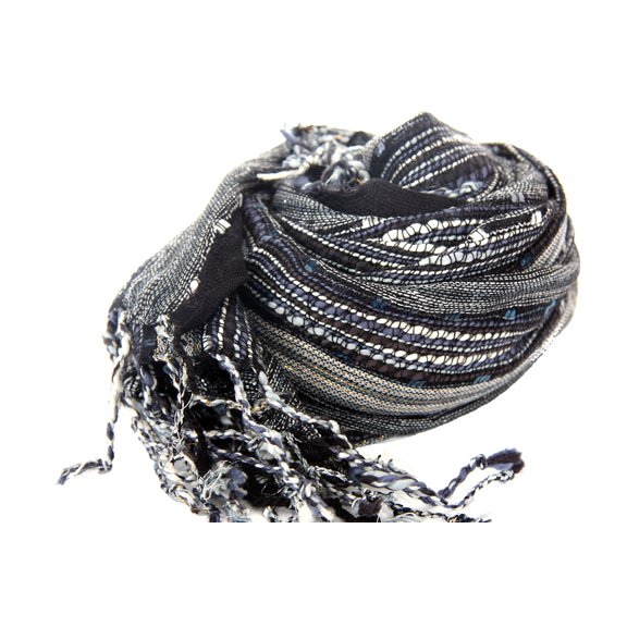 Women's Layered Knit Open Weave Scarf in Black/Multi Black Scarf Wrap 20 x 72 inches