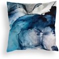 thumbnail image 2 of Juego de 4 fundas de almohada decorativas, diseño de lunares de mármol azul marino con textura marina, de lino, para sofá, dormitorio, coche, decoración del hogar, 18 x 18 pulgadas, 2 of 7