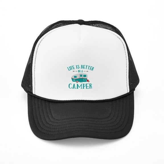 CafePress - Life's Better Camper - Adjustable Unisex Printed Trucker Hat with Mesh Back