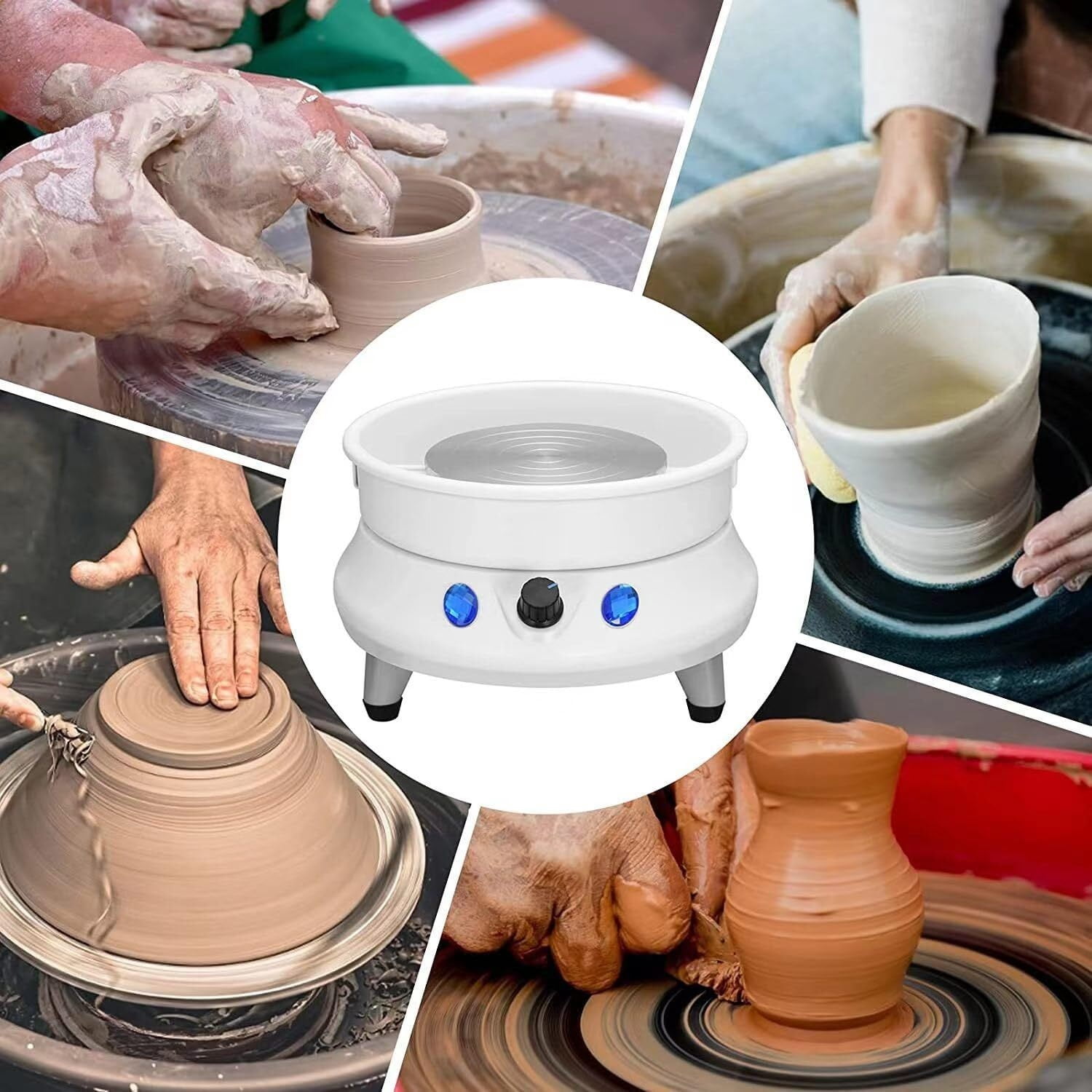 Electric Mini Pottery Wheel Machine, Pottery Forming Machine, 2000 RPM Ceramic Wheel Clay Tools, with 8 Clay Tools, for Adults Pottery Lovers