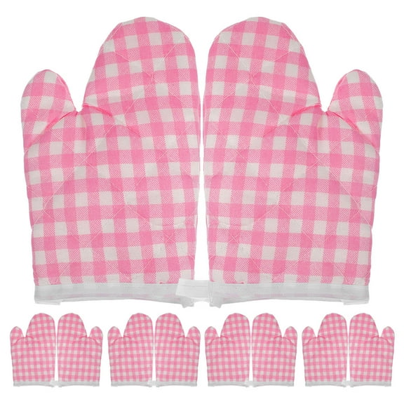 FUEENIRVA 10pcs Kids Oven Gloves Pink Cotton Heat Resistant Protective Cooking Gloves for Safe Cooking