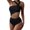 Black, variant on Women's One Piece Bikini Swimsuit Strapless Hollow Out Solid Color One Shoulder High Waisted for Beach Vacation,Black,L