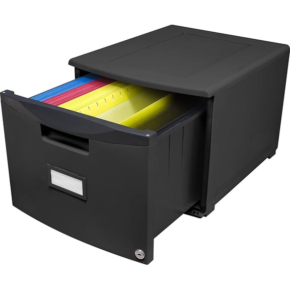 Plastic 1-Drawer Mobile File Cabinet, Letter/Legal, Black (61265A01C)