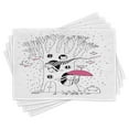 thumbnail image 1 of Ambesonne Magic Place Mats Set of 4, Birds Rabbits Tree Rainy, Standard Size, White Pink, 1 of 6