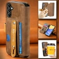 thumbnail image 5 of for Samsung Galaxy A54 5G Wallet Case with Card Slots & Cash Slot【RFID Blocking】, With Wrist Kickstand,Flip Folio Book PU Leather  Shockproof Anti-fall Rugged Phone case Cover For Women Men,Brown, 5 of 10