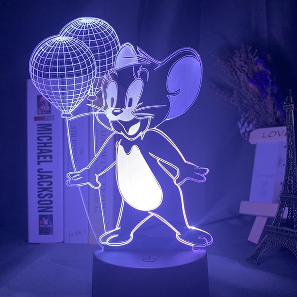 Lámpara nocturna Tom Jerry Anime Decor 3D Illusion con USB