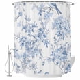 thumbnail image 2 of Blue White Flowers Waterproof Fabric Shower Curtain,Spring Summer Floral Botanical Waterproof Fabric Shower Curtain for Bathroom Curtains Bathtubs Hotel Shower Curtains with 12 Hooks Long 72x78in, 2 of 8