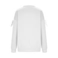thumbnail image 4 of WTOBBY Women's Solid Color Bow Round Neck Long Sleeve Loose Pullover Sweater Sweatshirt, Decorative Bow Design, Soft and Comfortable for Fashionable Everyday Wear,White M, 4 of 7