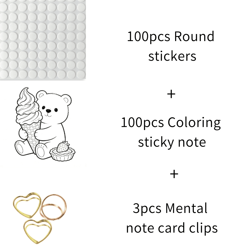 Double-Sided Original Design Sticky Notes - 100 Pcs, 100 Unique Coloring & Note-Taking Memo Pads