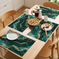 thumbnail image 5 of Teal Golden Marble Placemats Set of 6 Modern Farmhouse Gradient Texture Place Mats Indoor Wipeable Table Mats Washable Cloth Dining Table Placemats for Kitchen Holiday Party Home Decor 13x19 Inch, 5 of 9