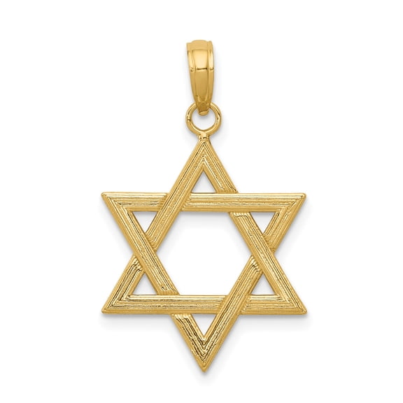 10k Yellow Gold Star of David Pendant Necklace for Men and Women, Textured Jewish Symbol Charm for Spiritual Faith, Religious or Everyday Wear, Unisex Judaica Jewelry