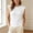 White, variant on Womens Ruffle Short Sleeve Shirts Slim Fit High Neck Knit Ribbed Tops Casual Trendy T Shirts Blouses(Black,XXL)