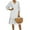 White, variant on MELDVDIB Dresses for Women Linen V-Neck 3/4 Sleeve Summer Dress Fashion Casual Solid Color Loose Light Weight Midi Dress Outfits