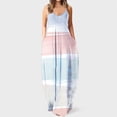 thumbnail image 2 of IROINNID Women's V-Neck Shift Dress Fashion Sling Mid-waist Sleeveless Slim Beach Stripe Floral Printing Full-Length Dress, 2 of 5